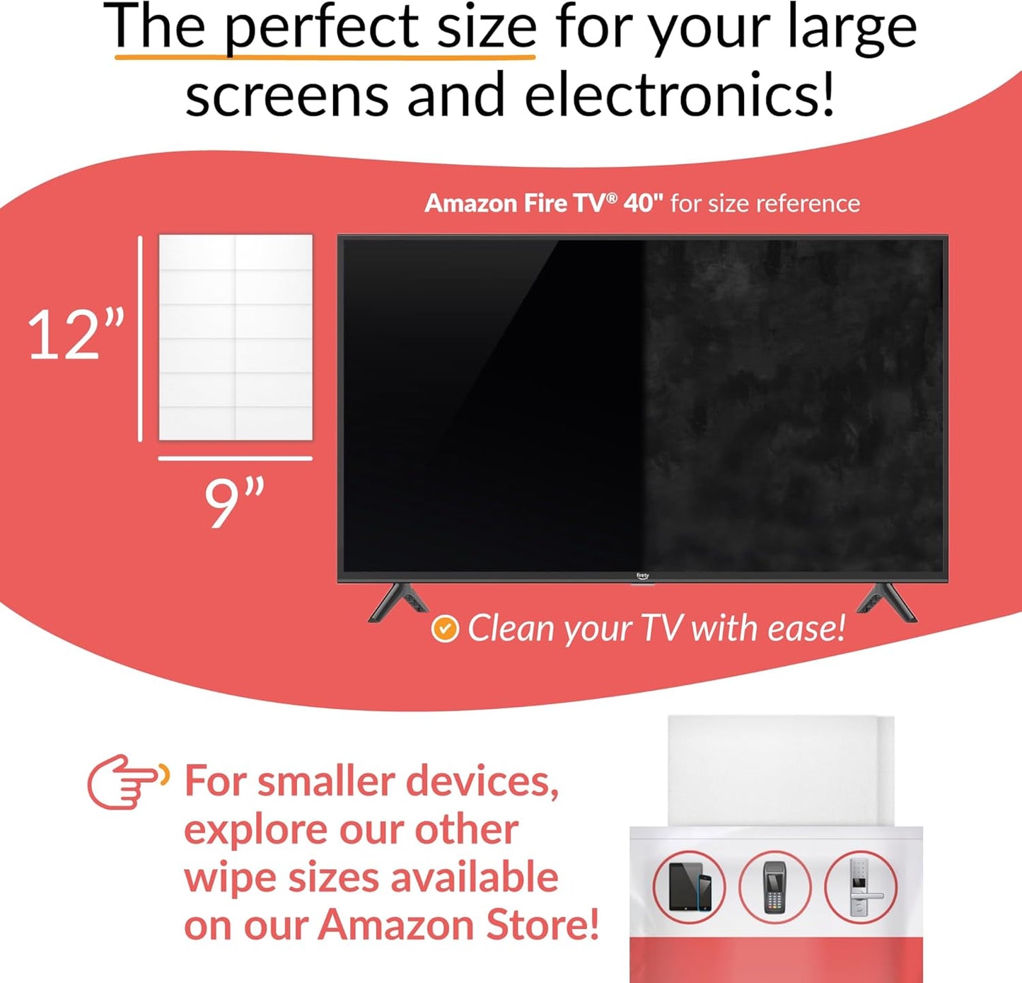 iCloth XL Screen Cleaning Wipes, Lint-Free and Streak-Free, Fast-Drying, Removes Dust, Fingerprints, and Smudges (100 XL Wipes)