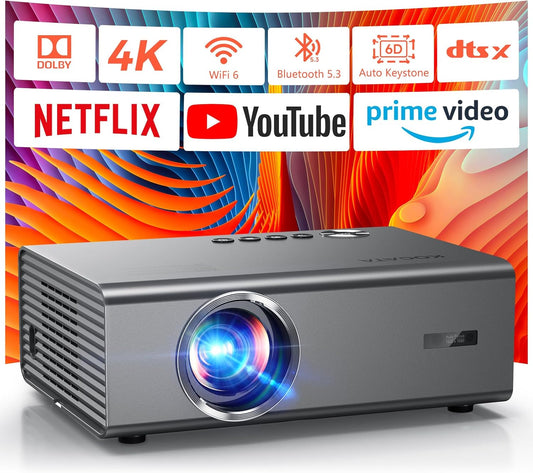 4K Projector with Netflix& Dolby Audio, 1200ANSI Auto Focus&6D Keystone Kogata Smart Projector with Built in Apps Outdoor Movie Proyector with WiFi 6 Bluetooth for Home Theater UPGRADE