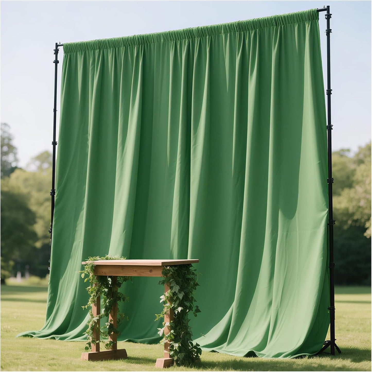 Sage Green Backdrop Curtains 10FTx10FT: Polyester Photographt Background Drapes Fabric - Birthday Party Outdoor Satge Decorations