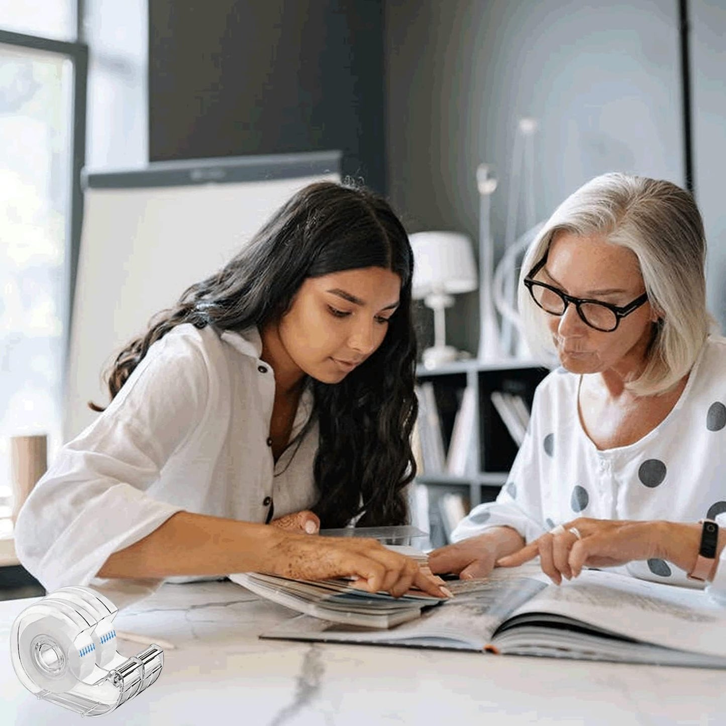 KIDMEN Transparent Tape,Clear Tape for Office,Home,School,5 Dispensered Rolls,0.7 x 1300 Inch