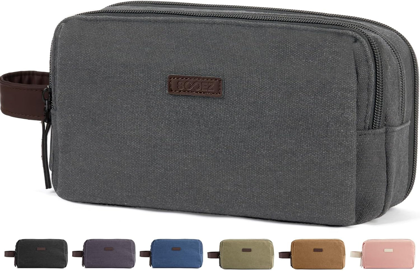 Sooez Large Pencil Case Pouch, Extra Big Pencil Pouch Pencil Bag with PU Handle & Zipper, Sturdy Pen Case with 3 Compartments, Aesthetic School College Supplies Organizer for Men Women Boys, Gray