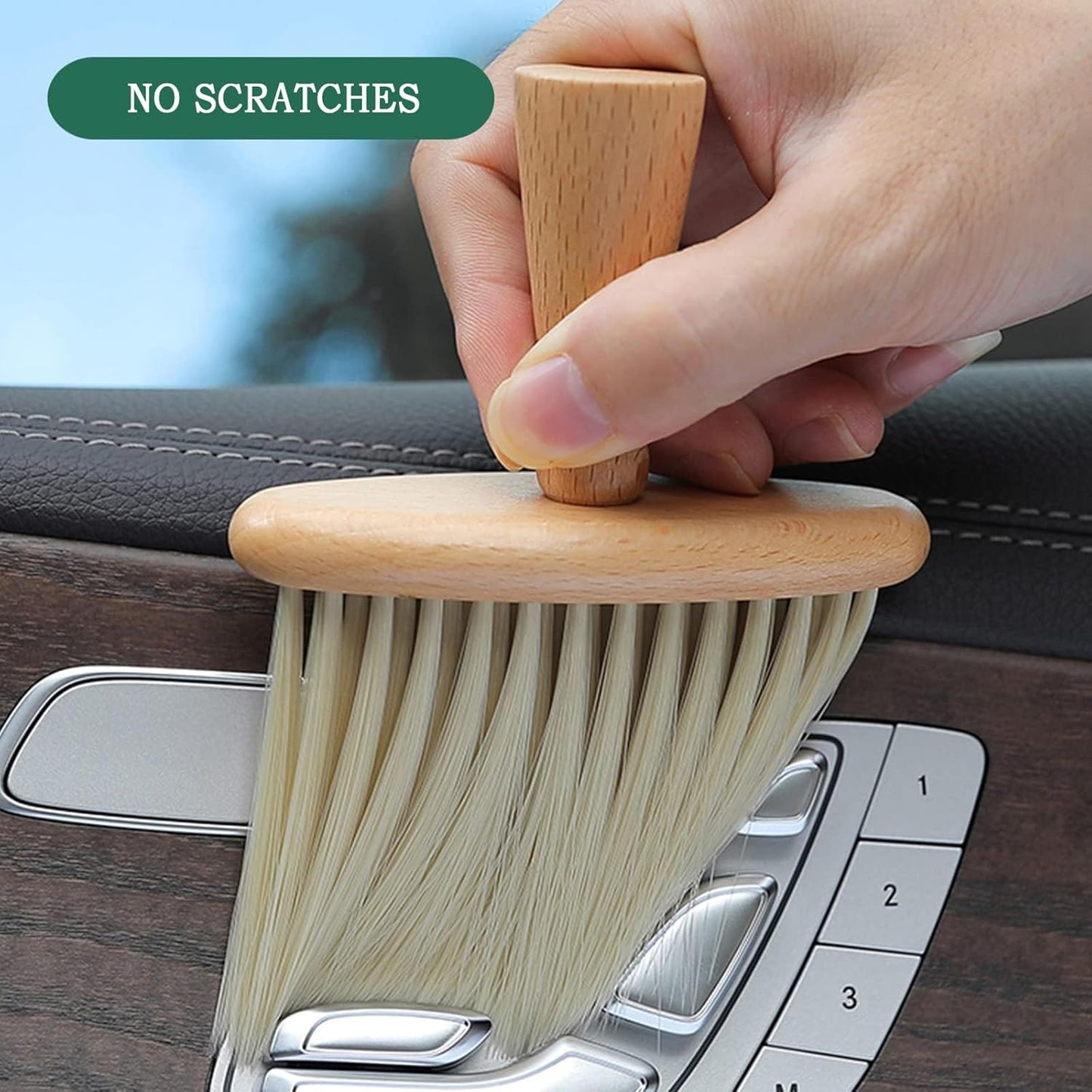 High Density Ultra Soft Detail Brush Kit - Automotive Interior Cleaning Tool with Soft Hair, Wooden Handle, Deep Cleaning for Keyboards, Laptop, Sofa and Dusting (B-1PC)