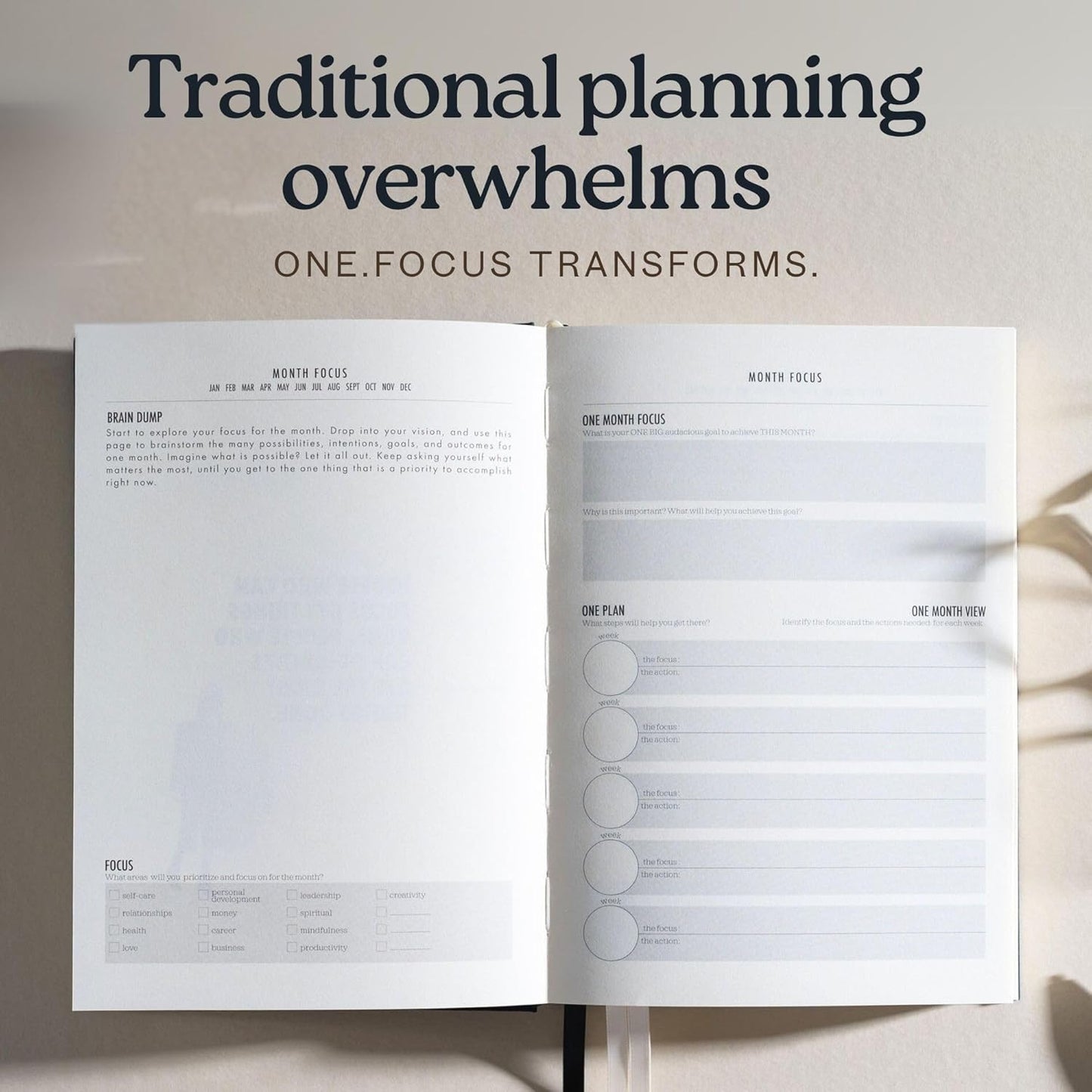 One Focus Planner: 90-Day Productivity & ADHD Management Tool with Goal Setting, Daily Planning, Habit Tracker, and Mindfulness for Focus, Mental Clarity & Anxiety Relief – Ideal for Busy Adults and Neurodivergent Minds; Pink