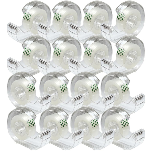 Clear Tape, Transparent Tape for Office, 3/4 in, Dispensered, 16 Packs