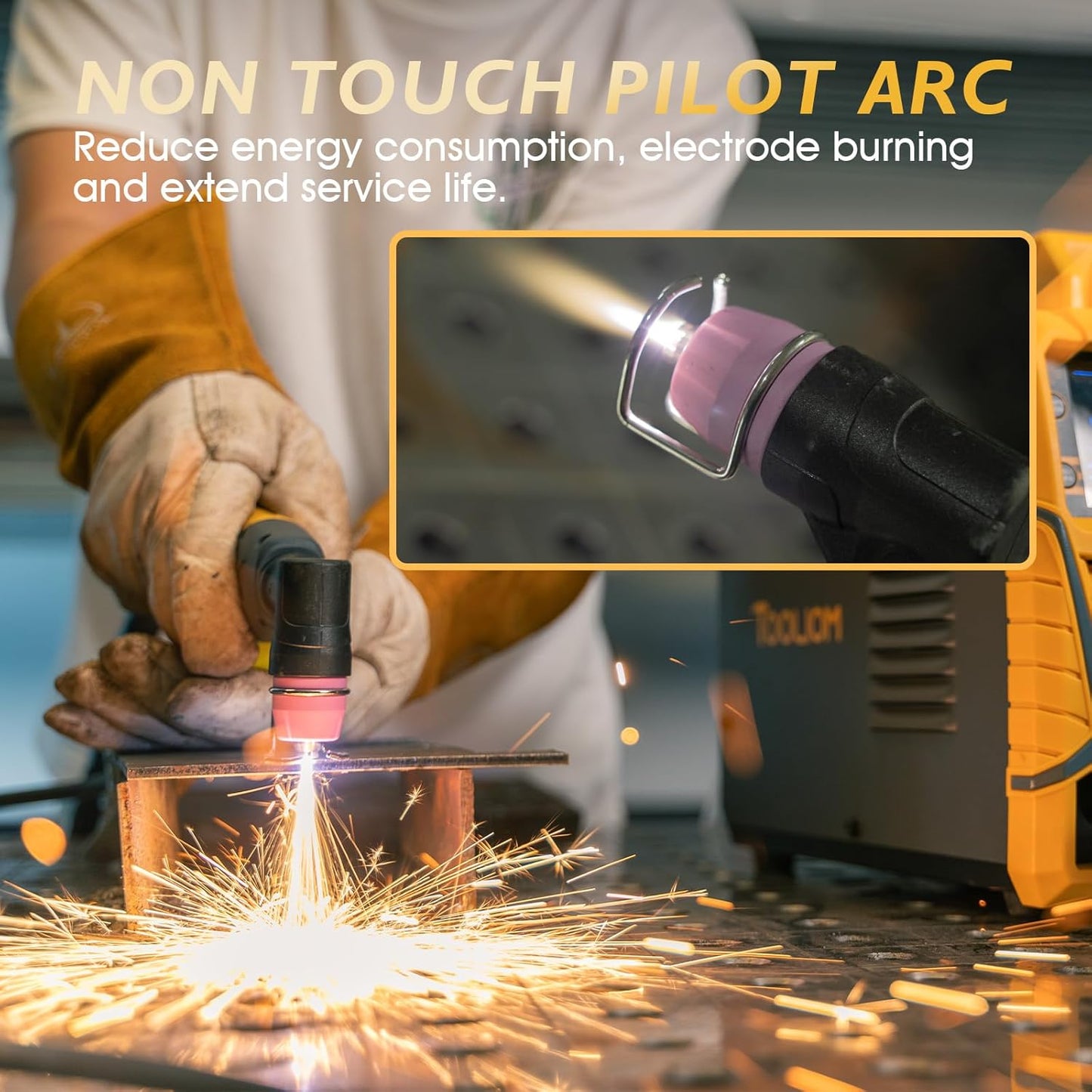 TOOLIOM Plasma Cutter, Non Touch Pilot Arc, Large LED Display 50 Amps Cutter Machine with 110/220V Dual Voltage, IGBT Maximum 3/4 Inch Clean Cut DC Inverter Cutting Machine