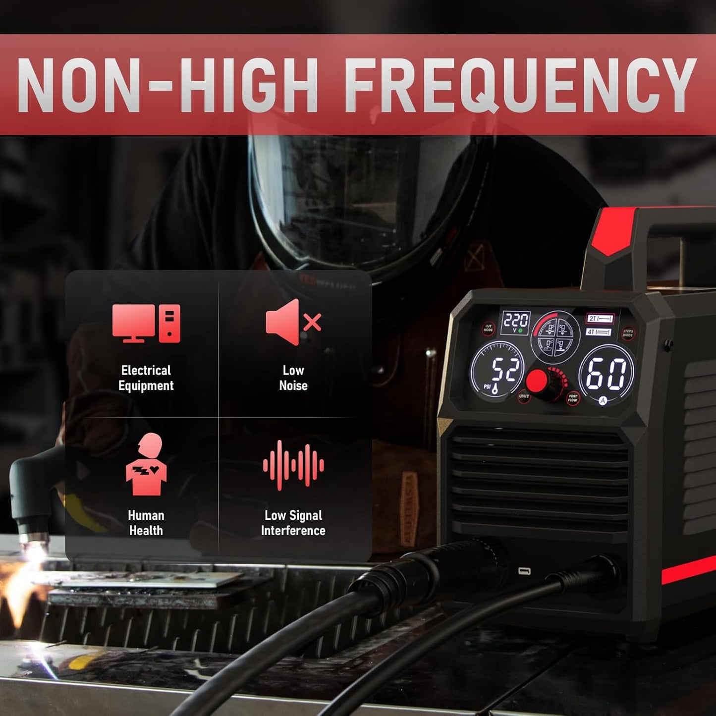 YESWELDER CUT-60DS PRO Plasma Cutter, 60Amp 110V/220V Non-High Frequency Non-Touch Pilot Arc 4-In-1 Plate Cutting/Grid Cutting/Gouging/Marking Multifunctional Plasma Cutting Machine