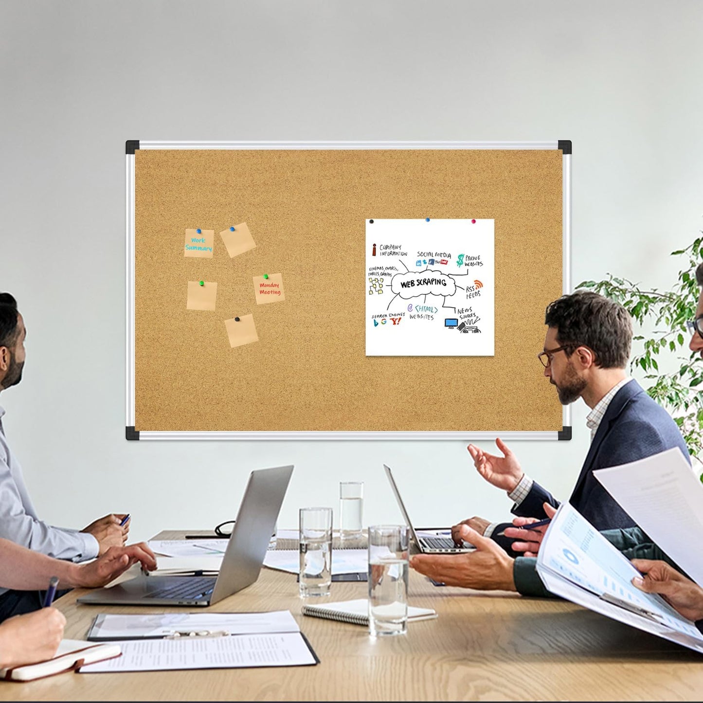 XBoard 36 x 24 Inch Cork Bulletin Notice Pin Board for Wall with Aluminum Frame for Home School & Office Display (Pack of 2)