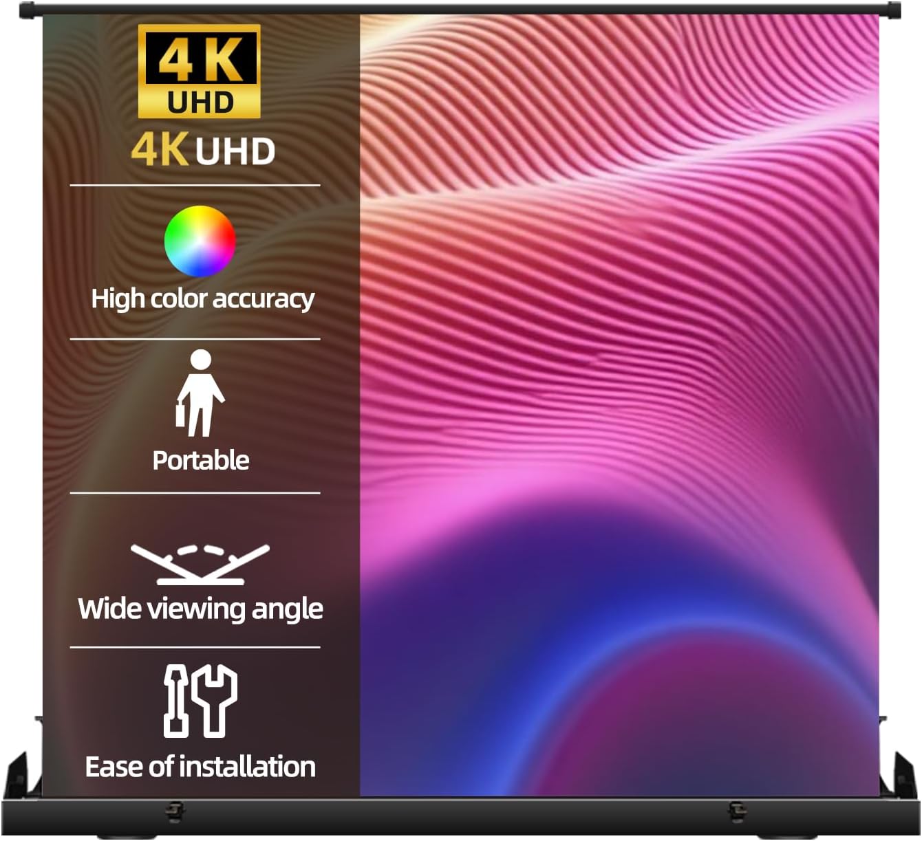 Portable Non-Tension Matte White Manual Pull Up Projector Screen,178°Viewing Angle Movie Screen,Outdoor Projector Screen Wrinkle-Free Design for Backyard Movie Night(100 in/16:9)