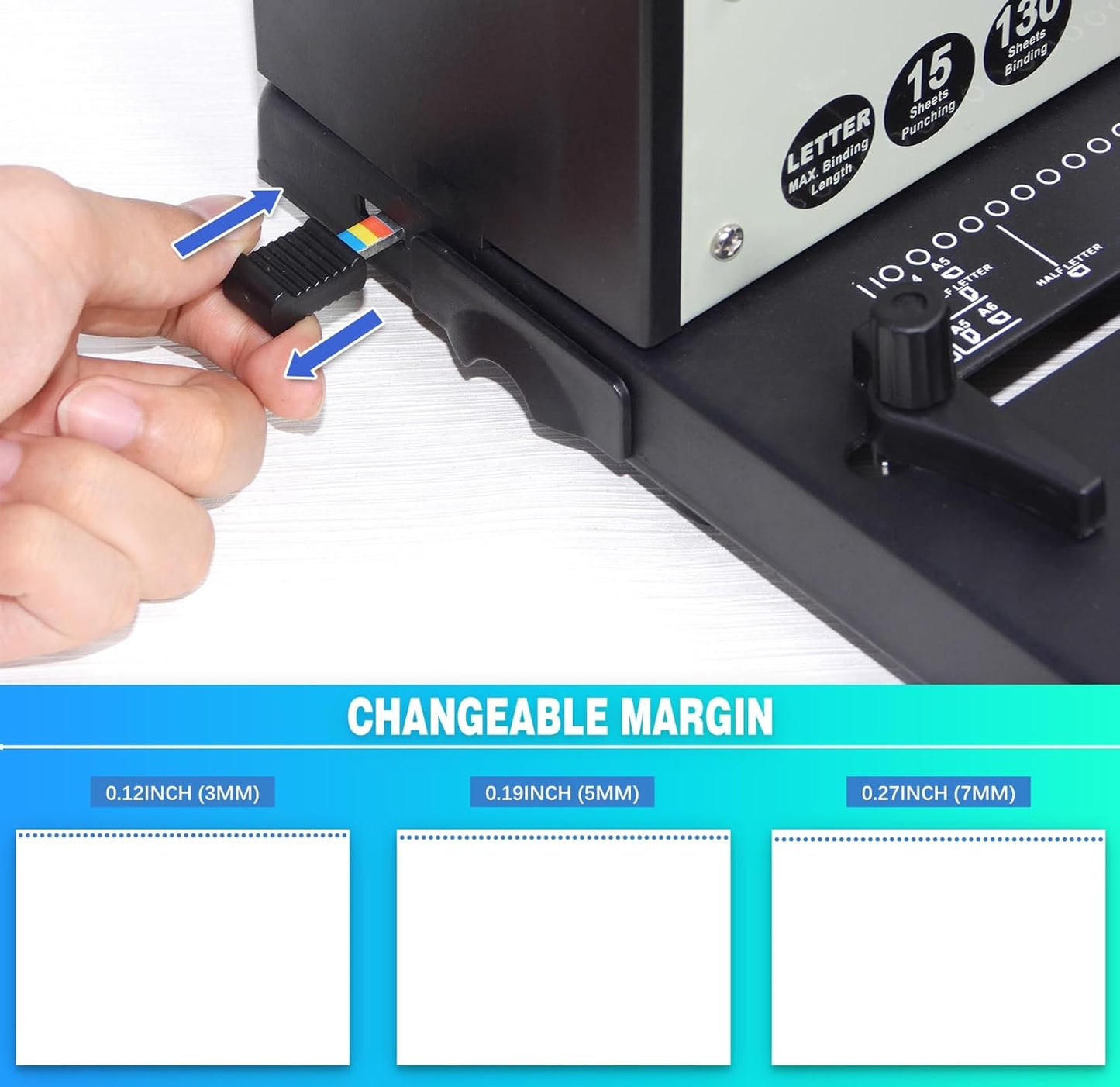 Rayson PD-1501 Coil Binding Machine with Electric Coil Inserter - Professionally Bind Presentations Documents, 4:1 Pitch with 46 Round Holes Spiral Binder