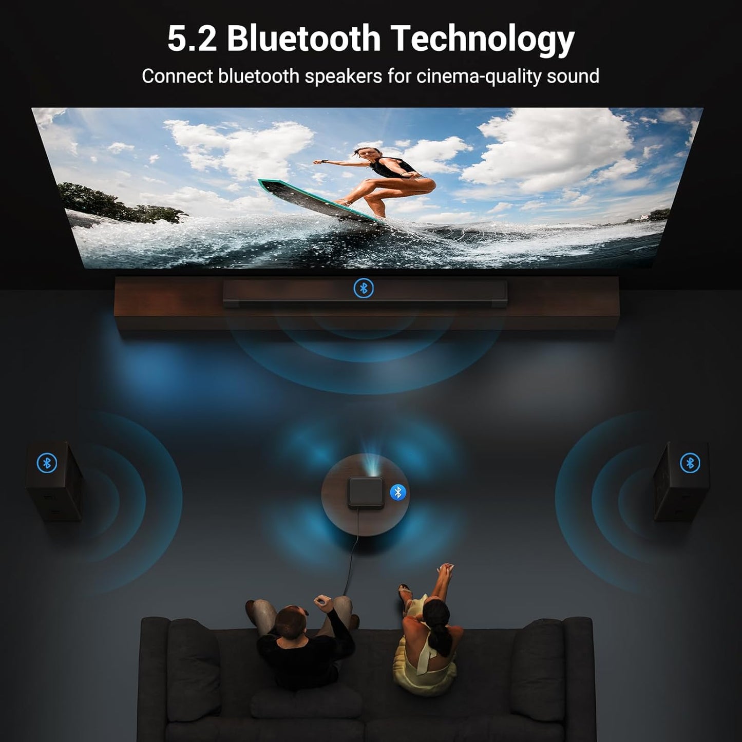 Official Licensed Netflix 1500 ANSI Smart Projector, HAPPRUN 4K Projector with Wifi and Bluetooth, DoIby Audio,Native1080P,Built-in Apps, ,Electric Focus,Movie Projector for Home Cinema,Outdoor,Indoor