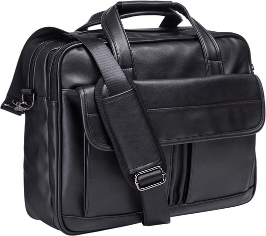 seyfocnia Men's Business Travel Briefcase Leather Handmade Messenger Bags Laptop Bag