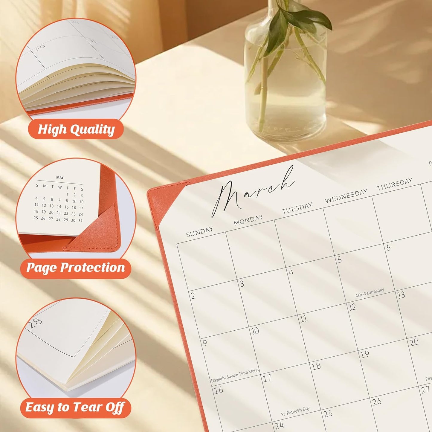Gannyfer Desk Calendar 2025-2026 with Desktop Mat, Simplified Large 22" x 17" Desktop Pad Calendar, 18 Month Table Calendar from Jan 2025 to Jun 2026, Office Supplies Perfect for Home School and Office - Orange