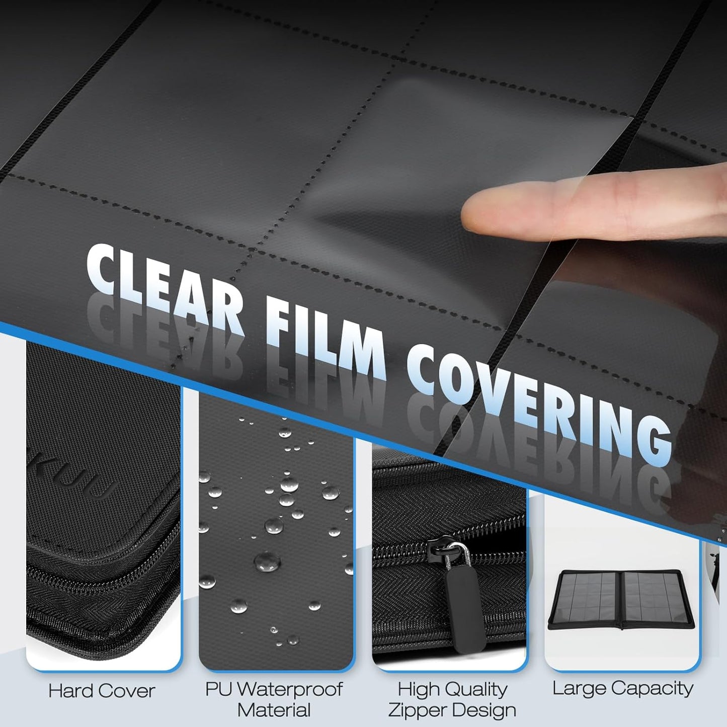 Card Binder, 1024 Pockets Trading Card Binder with Sleeves Card Organizer, 16 Pocket Sports Card Holder for Game Card, Baseball Football Basketball Cards (1024 Pockets)