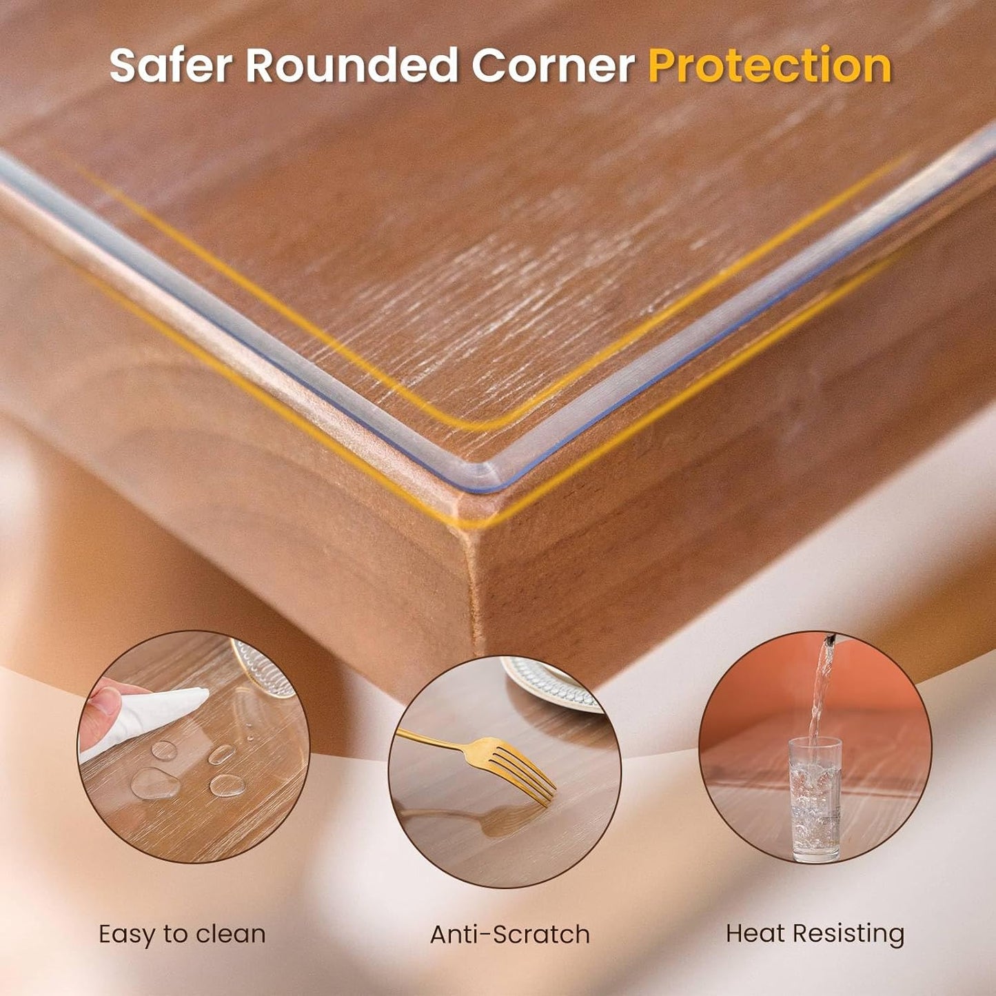 Clear Table Cover Protector, 18 x 60 Inch Clear Desk Mat, 1.5mm Thick Plastic Table Cover, Transparent Desk Cover, Desk Protector Mat for Desktop, Writing Desk