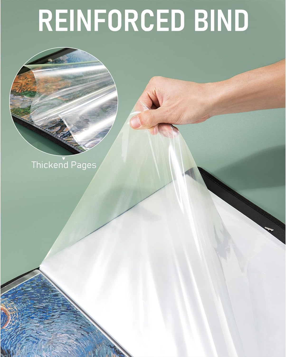 Nicpro 18x24 Large Art Portfolio Folder, 30 Pockets Display 60 Pages Artist Portfolio Folder with Clear Plastic Sleeves, Presentation Storage Book for Artists Artwork Drawing Painting Black