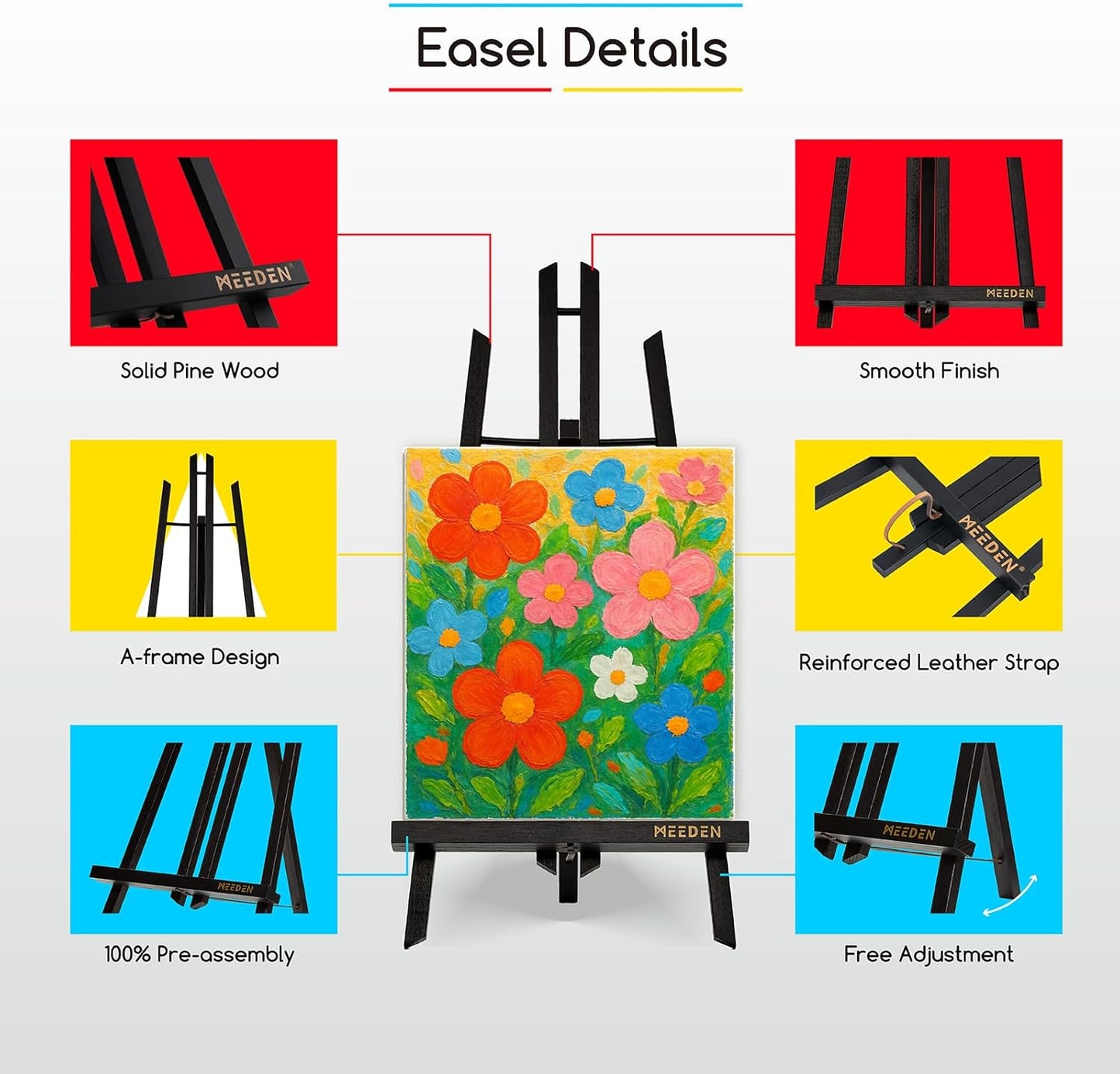 MEEDEN Mini Tabletop Easel Stand: 12" x 12 Pack Pine Wood Table Top Display Stand for Sign Picture- Black Mini Wooden Easel for Painting Party Classroom