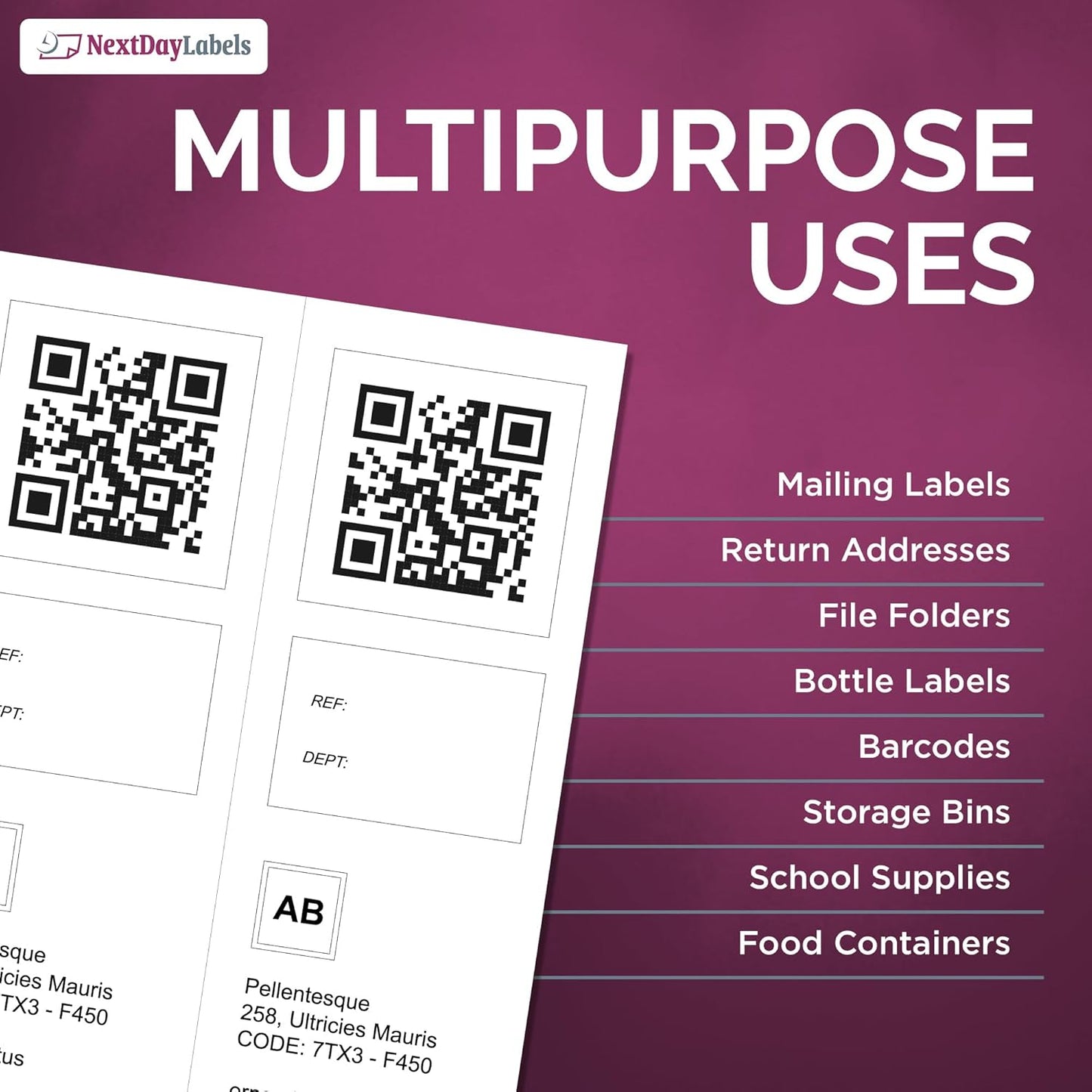NextDayLabels – 4-1/4" x 11" Rectangular Sticker Labels for Printer - White Laser/Inkjet Printer Labels Return Address Labels Shipping Label Stickers (250 Sheets, 2 Per Sheet, 500 Labels)