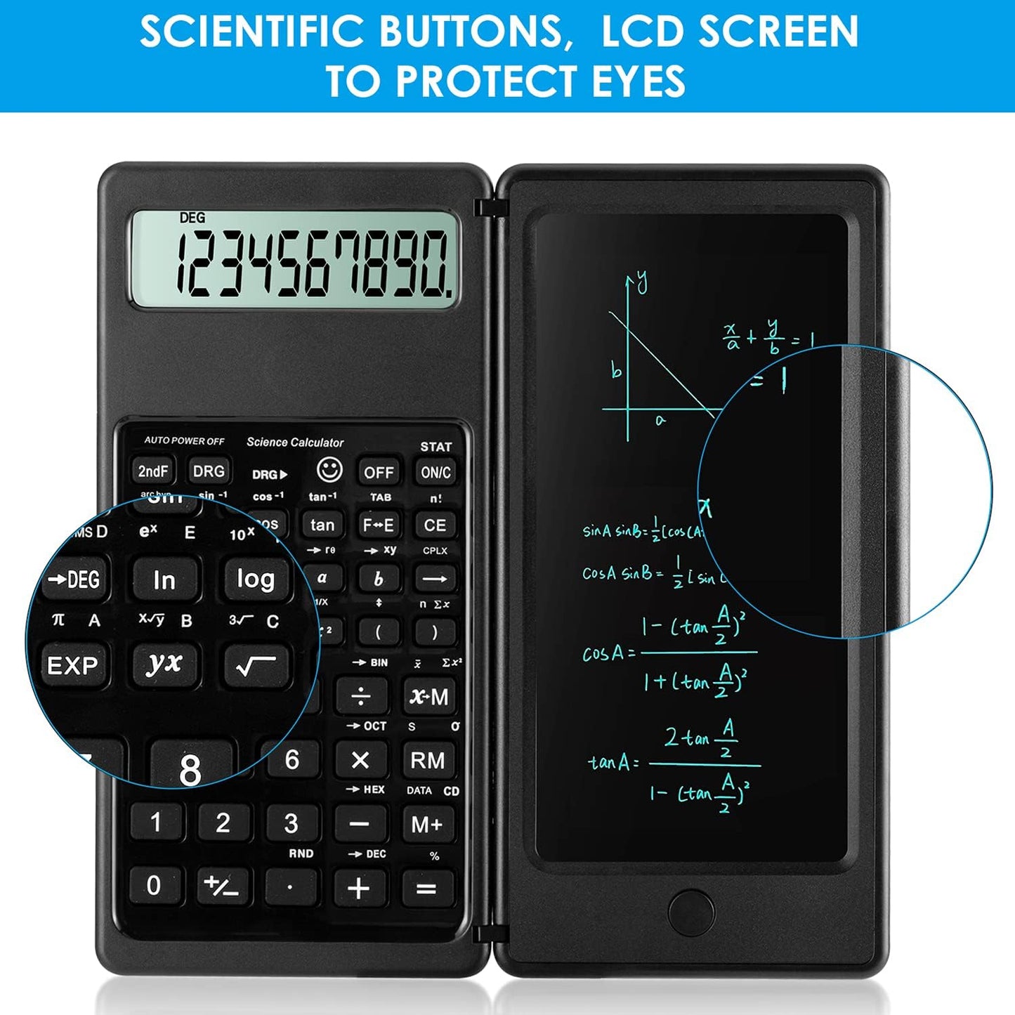 Scientific Calculators for Students, 10-Digit Large Screen, Math Calculator with Notepad, Classroom Must Haves for Middle High School Supplies & College (Black)
