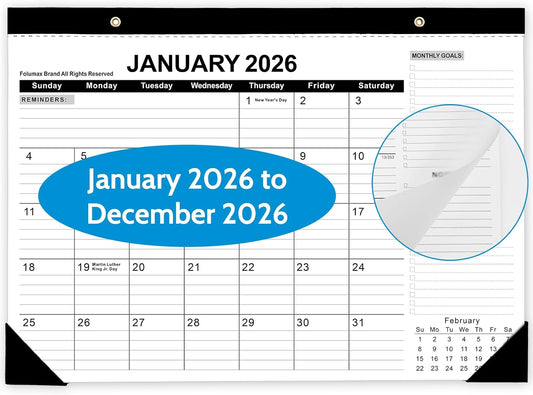 2026 Desk Calendar - Desk Calendar 2026 from Jan. 2026 to Dec 2026, Large 17" x 12" Desktop Monthly Calendar with Clear Waterproof Cover for Home School Office Desk Top Organizing