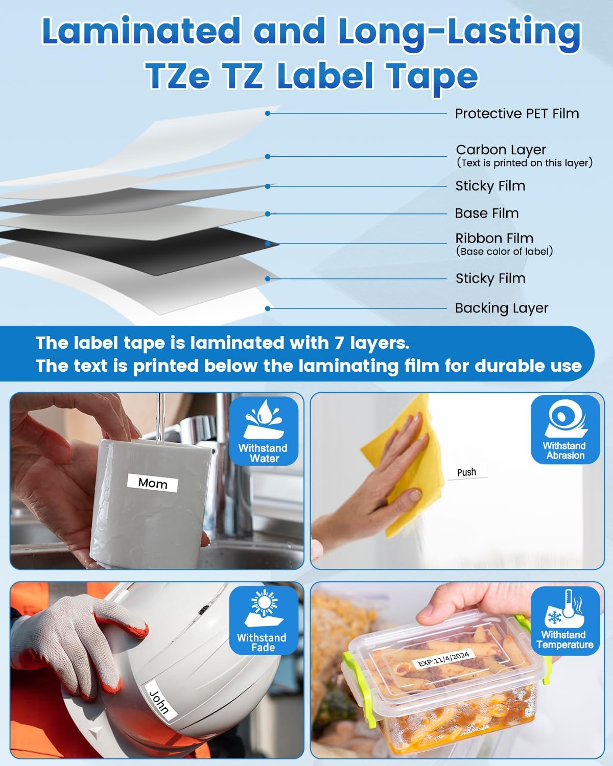 4-Pack TZe TZ Tape 12mm 0.47 Laminated White TZe-231 Replace for Brother P Touch Label Tape TZe231 for Brother Label Maker Tape PT-D210 PT-D220 PT-H110 PT-D610BT PT-D600 PT-D410 PT-D400 PT-H111 PTD200