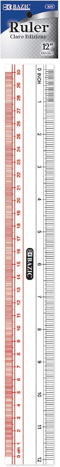 BAZIC Claro 12" (30cm) Transparent Plastic Ruler