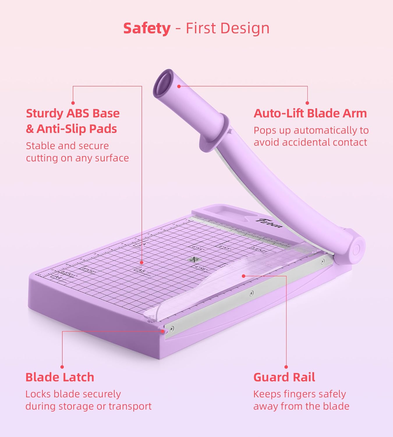 Firbon 12" Guillotine Paper Cutter, Heavy Duty 12-Sheet Capacity Trimmer for Cardstock, Photos, Scrapbooking, Office, Classroom, Studio (Purple)
