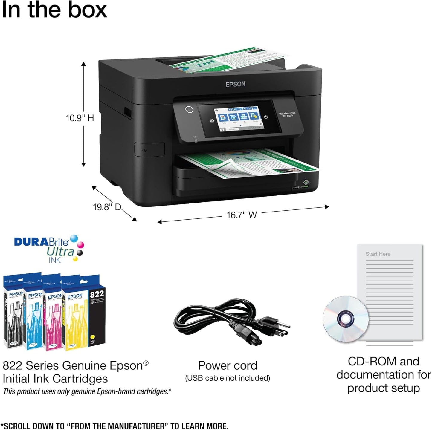 Epson® Workforce® Pro WF-4820 Wireless Color Inkjet All-In-One Printer, Black, Large