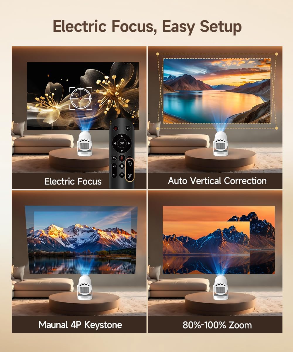 【Electric Focus】Magcubic Mini Projector 4K Support, Portable Projector with WiFi 6 and Bluetooth 5.4, Smart Proyector, 5W Soundbase Speaker, 180° Rotation for Home Theater HY300 Ultra
