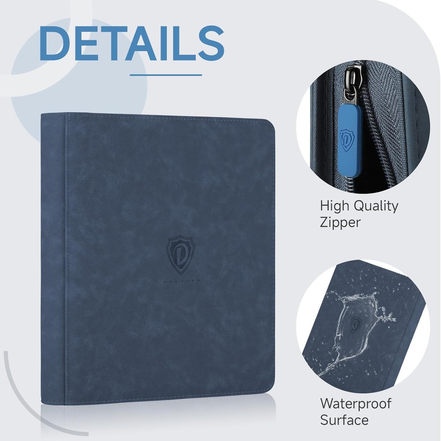 Trading Card Binder with Zip,12 Pockets Card Binder,720 Double Sided Pocket Card Collection Binder,Card Album Card Folder for MTG,TCG,Sports Cards,Game Cards,Navy Blue