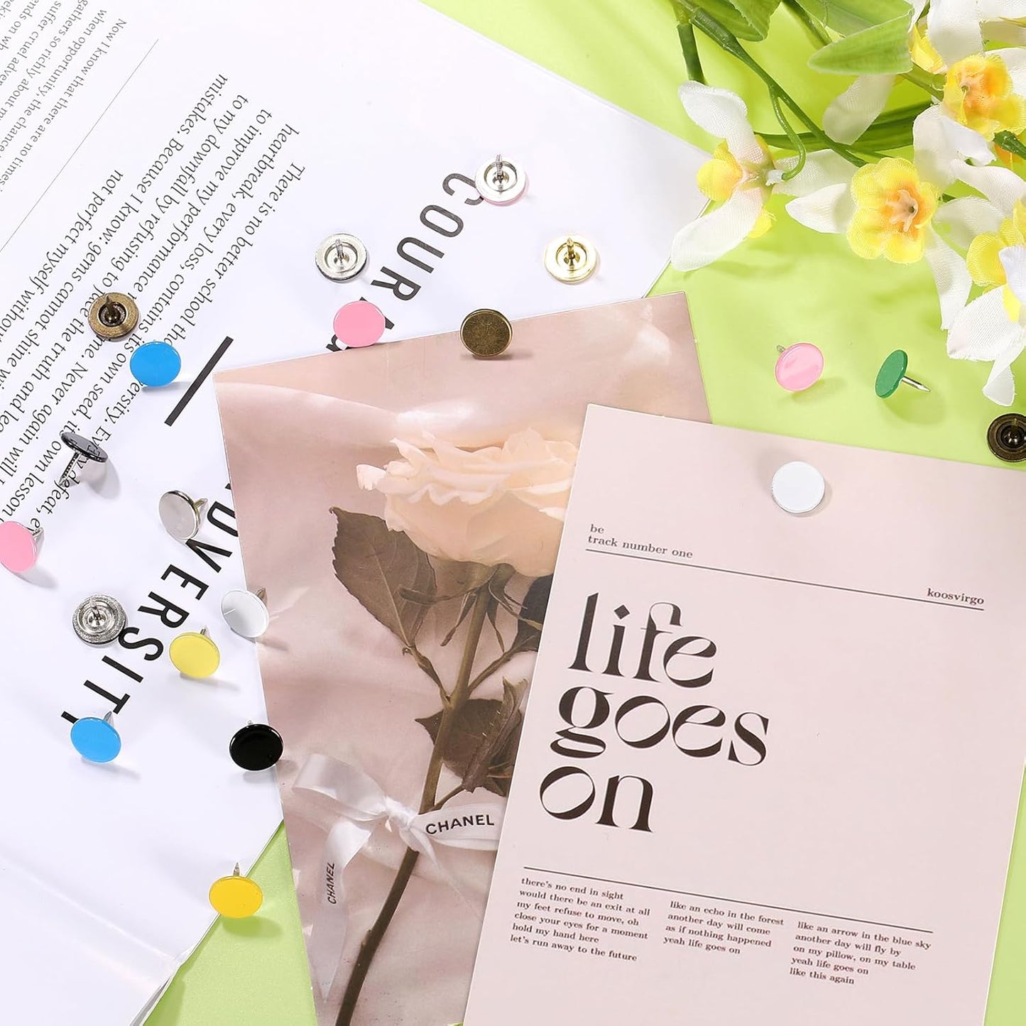 uxcell 100Pcs Upholstery Tacks, 11mmx10mm Flat Head Thumb Tack Decorative Furniture Nails Push Pins for Furniture Sofa Headboards, Light Yellow