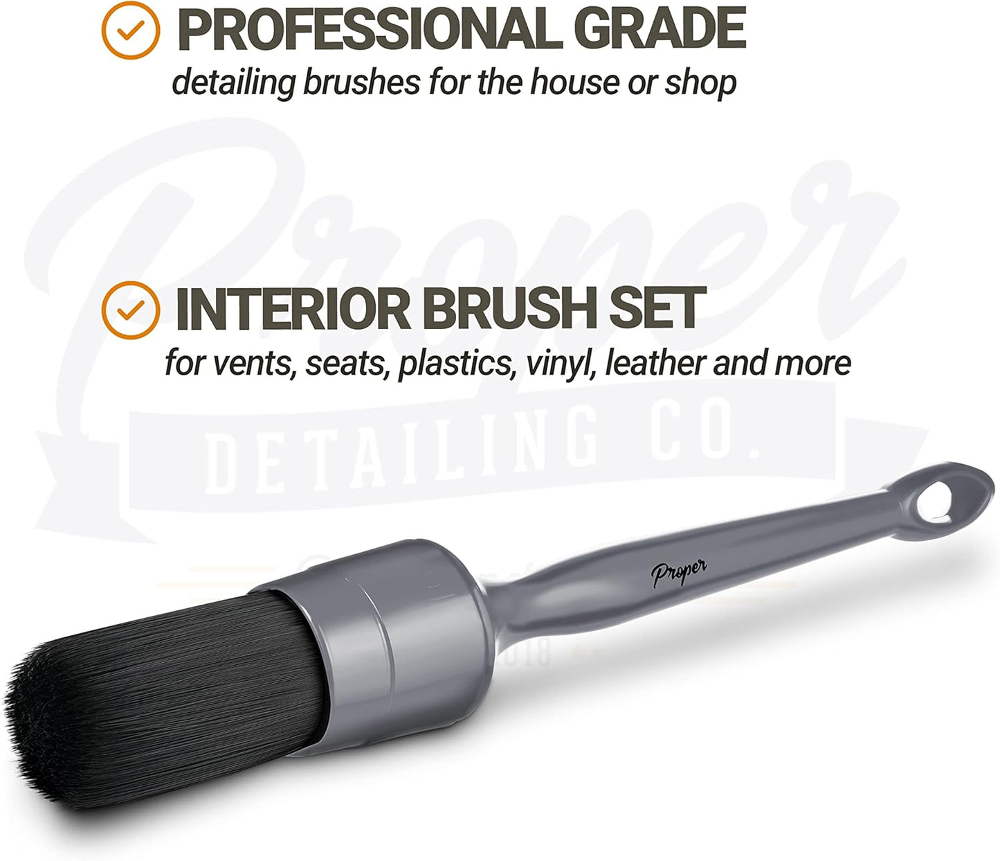 Car Detailing Brush Set - 3 Pack Synthetic Brushes for Interior & Exterior, Wheels, Tires, Engine Bay, Leather Seats