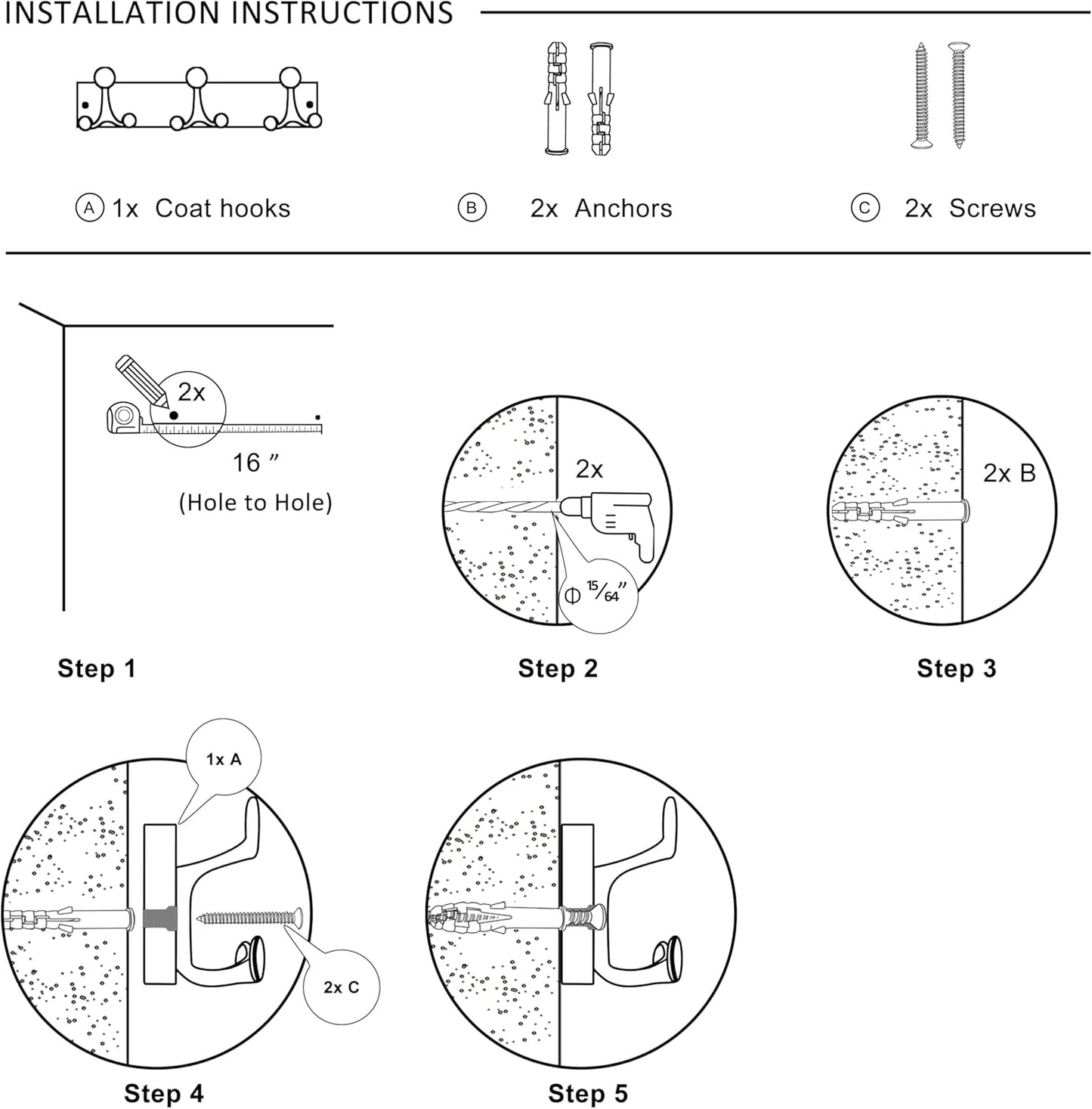 SKOLOO 17-Inch Wood Burnt Coat Rack Wall Mount with 3 Triple Hooks - Ideal for Family Entrances, Classrooms, and Pet Supplies Storage - Perfect Coat Hooks for Wall, Pack of 2