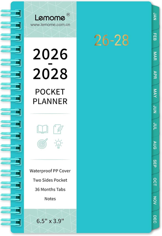 Pocket Calendar 2026-2028 - 3 Year Monthly Pocket Planner 2026-2028 from Jan. 2026 to Dec. 2028, 2026 Planner for Purse with Flexible & Waterproof Cover, 6.5" x 3.9"