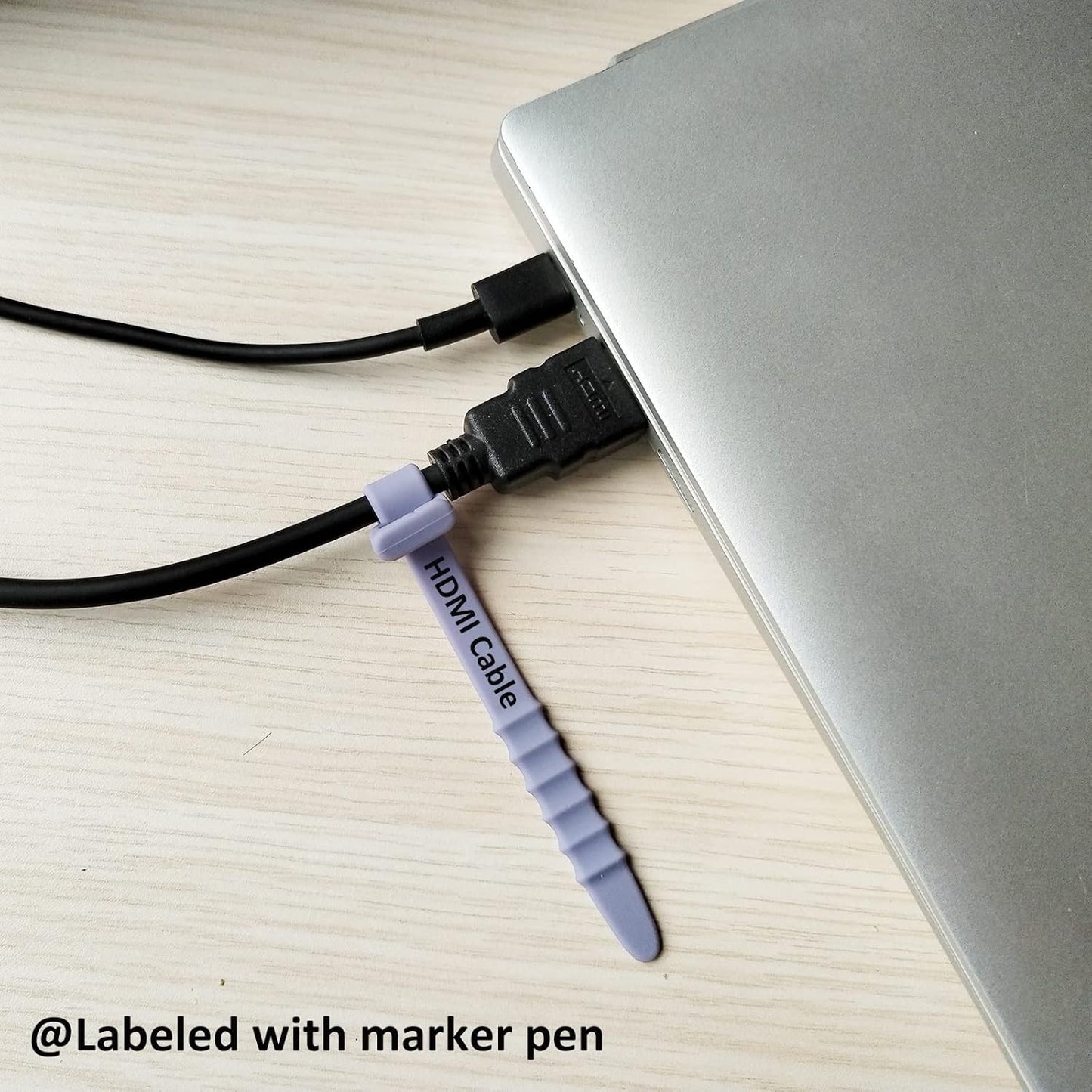 Reusable Silicone Zip Ties Cord Organizer: Silicone Cable Ties Straps for Cable Management - 20PCs 4.5” Purple Elastic Wire Cord Organizer for Home Office and Travel