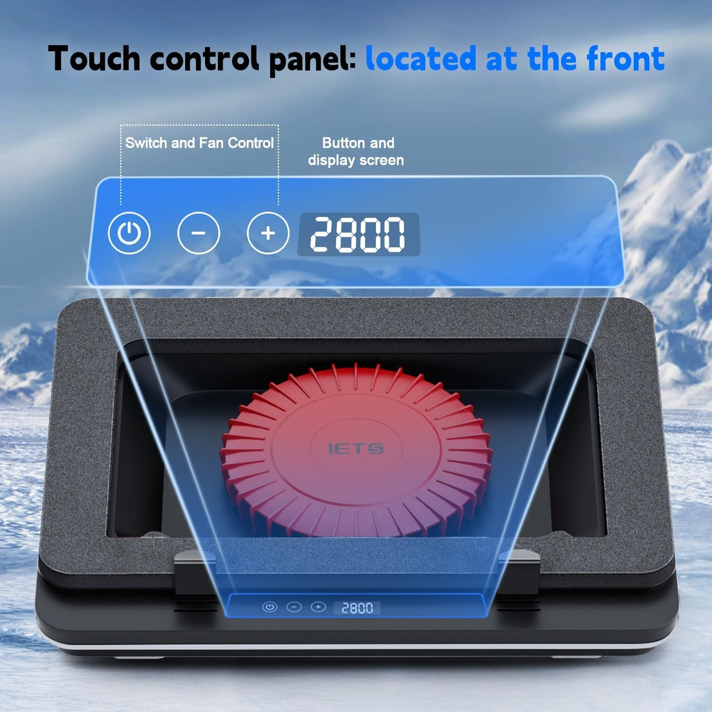 GT600 Laptop Cooling Pad Equipped with Gigantic Turbo-Fan（5.5inch Diameter）,Sealed Foam for Rapid Cooling Gaming Laptop,14.1-19.3 inch Laptop Cooler with 3-Port USB Hub,Dust Filter,Touch Start