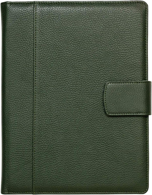Maruse Italian Leather Executive Padfolio, Folder Organizer with Magnetic Closure and Writing Pad, Handmade in Italy, Dark Green