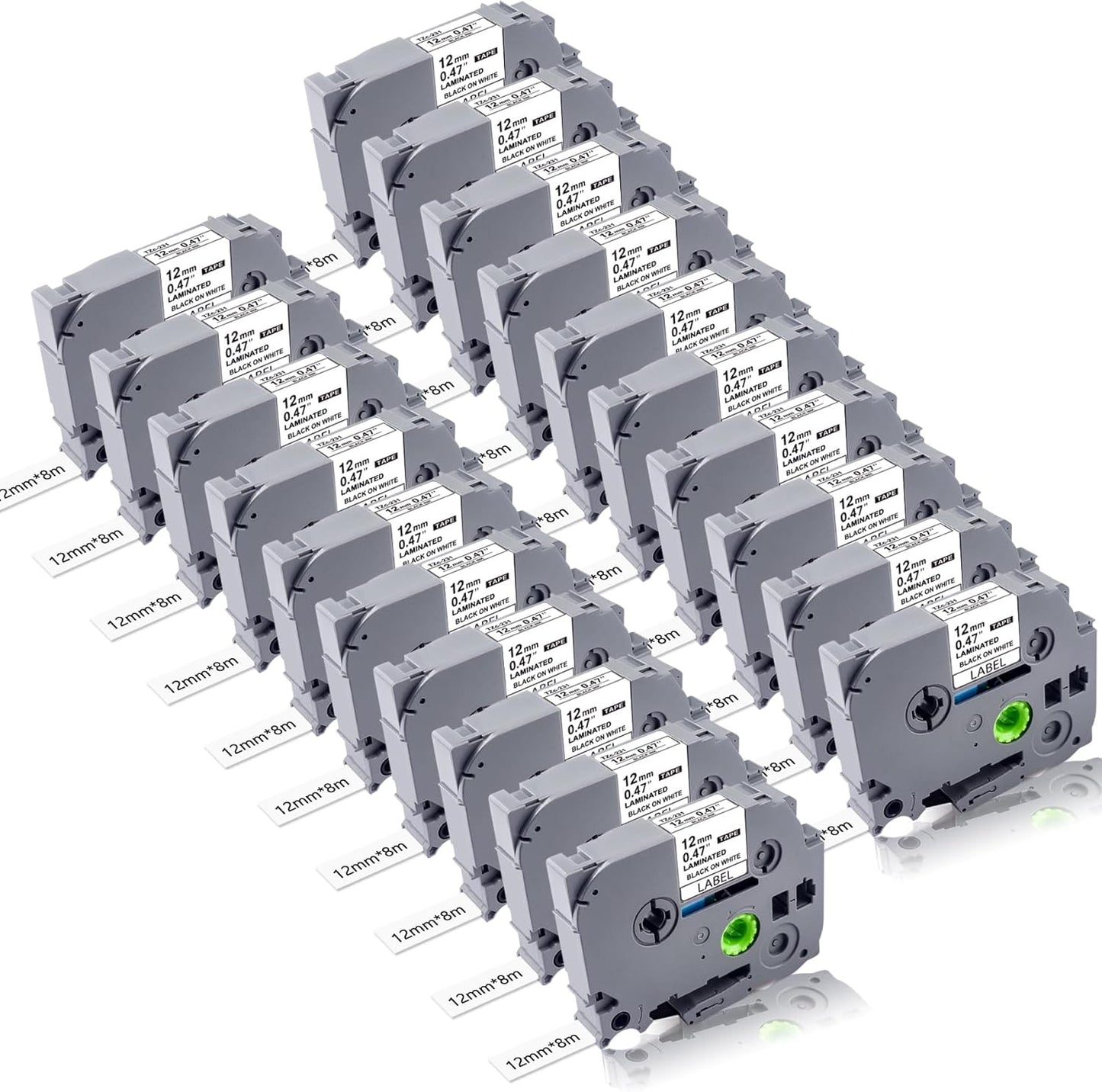 20Pack TZe-231 Label Maker Tapes Compatible with Brother P Touch Label Tape TZe231, TZ-231 12mm 0.47 Laminated White Refills Use for Brother PT-H110 D210 D220 D400 D600 PT-1900/1910