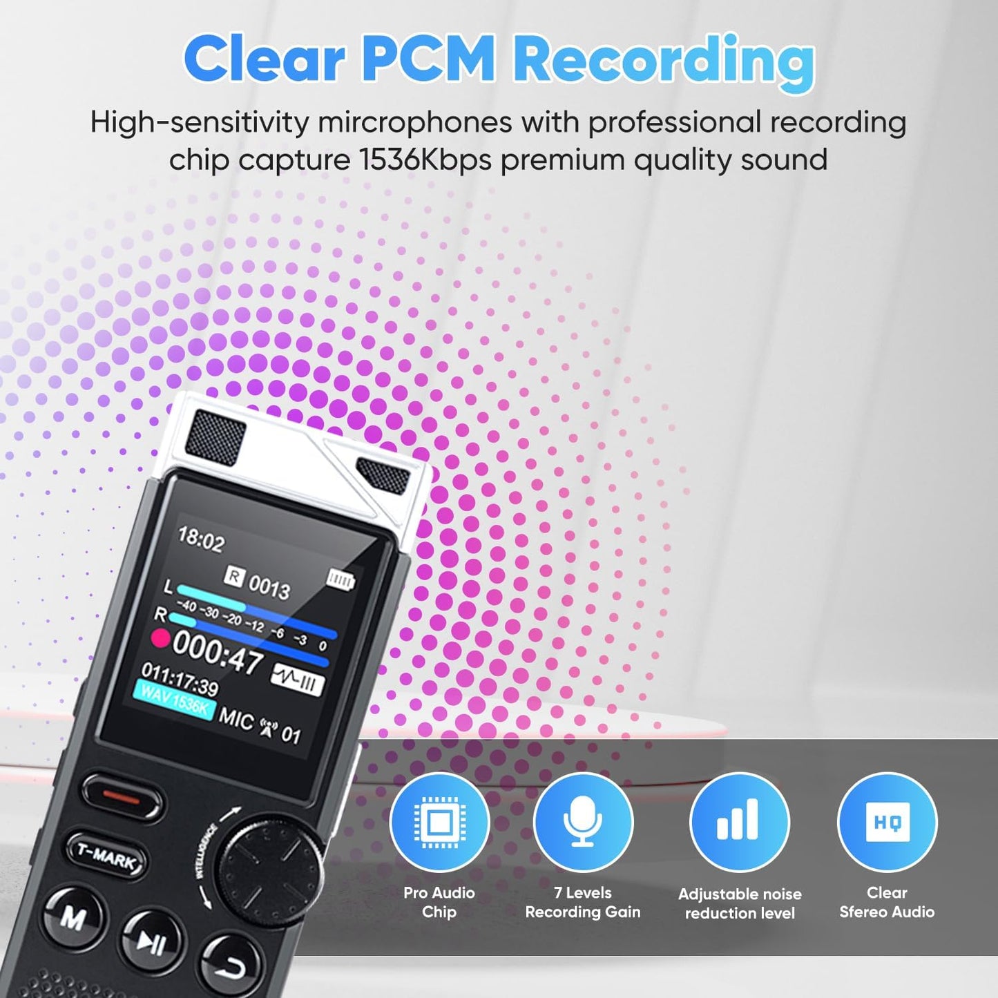 264GB Digital Voice Recorder,Professional Voice Activated Recorder for Lectures Meetings,18000 Hours voice recorder with playback,recording device, MP3 Player, Password Protection,audio recorder,Black