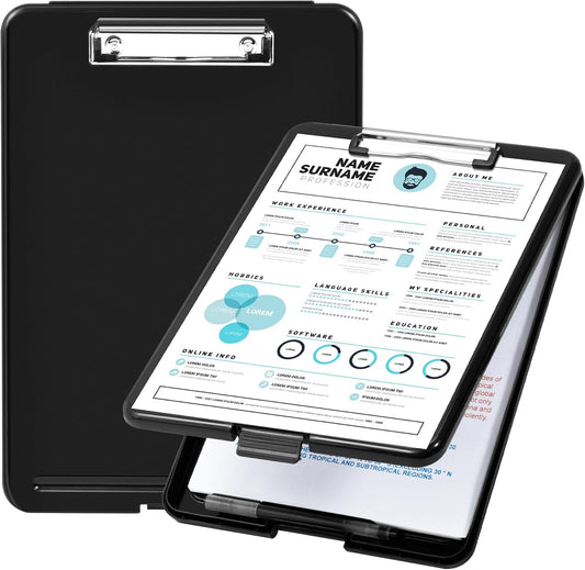 Amazon Basics Plastic Storage Clipboard,Black, 2-Pack