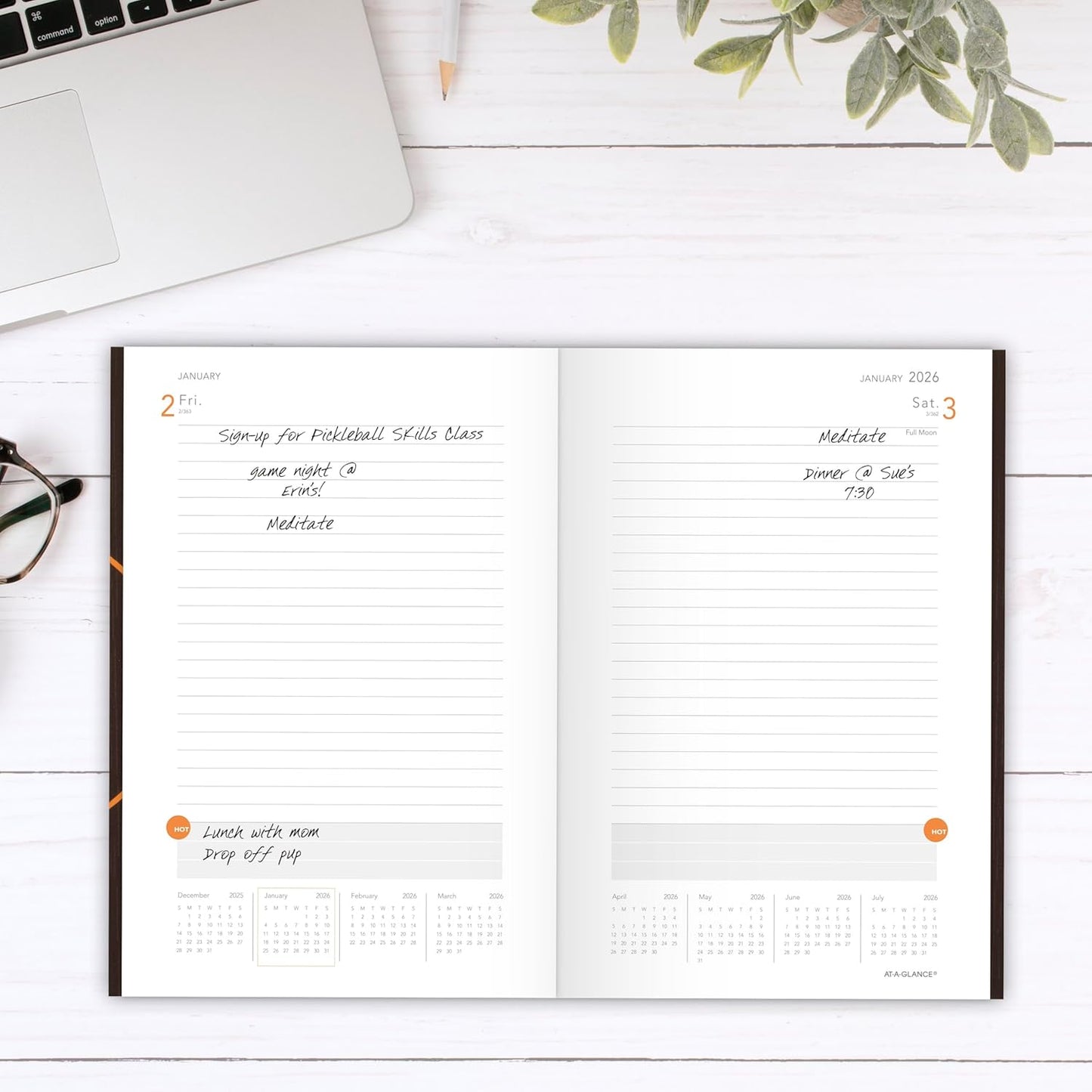 AT-A-GLANCE 2026 Planning Notebook, Daily, 5" x 8.25", Small, Plan. Write. Remember., Casebound, Gray (7062013026)