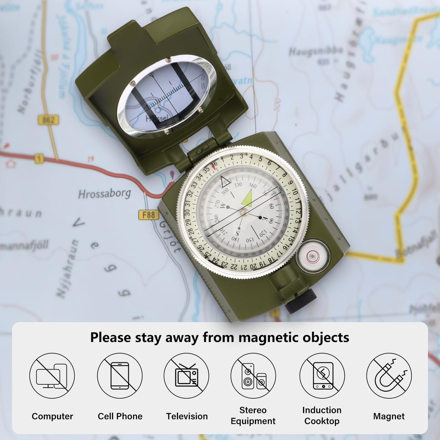INMAKER Compass, Compass Hiking with Survival Whistle, Luminous Compass Gift for Kids, Apply to Outdoor Survival, Camping and Navigation