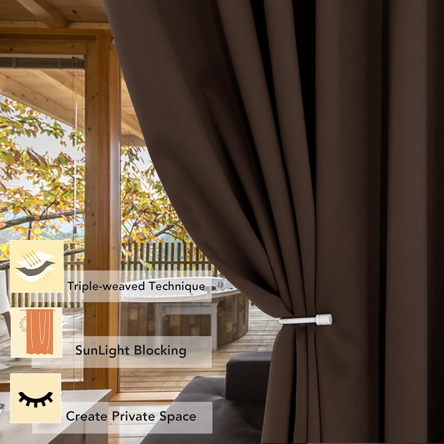 BONZER Room Divider Curtain Screen Partitions Total Privacy Wall Grommet Wide Blackout Curtains for Living Room, 96L x 70W Inch (8L x 5.8W ft), 1 Panel, Chocolate