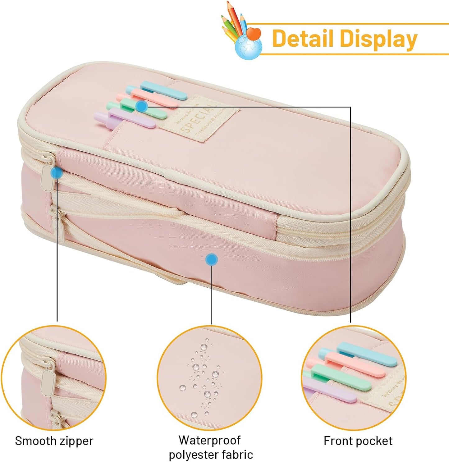 Sonuimy Large Capacity Pencil Case Pouch, Cute Aesthetic Big Capacity Zipper Pencil Cases Pen Portable Office Stationery Makeup Bag, Desk Organizer for College Adults Women Men- Purple