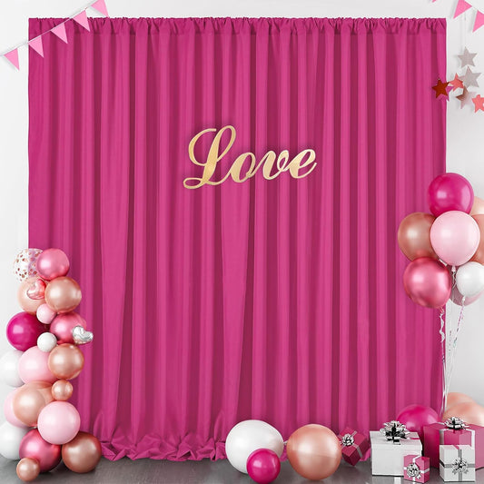Hot Pink Backdrop Curtains 10x10ft: Polyester Parties Backdrop Drapes Panels - Fuchsia Baby Shower Birthday Photography Fabric Background