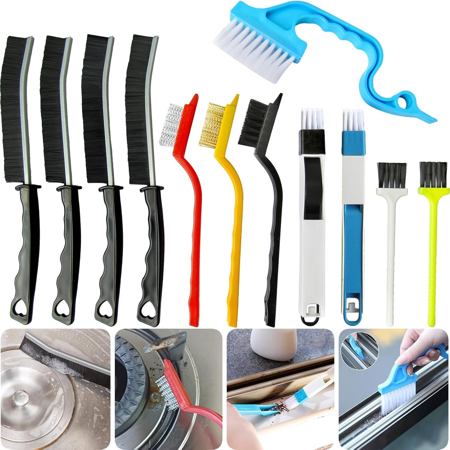12Pcs Crevice Cleaning Brush,Small Gap Cleaning Brushes for Cleaning Bathroom,Kitchen,Window Grooves,Corners, Sinks, washbasins, Showers, faucets, bathtubs, Gas Stove and Tiles