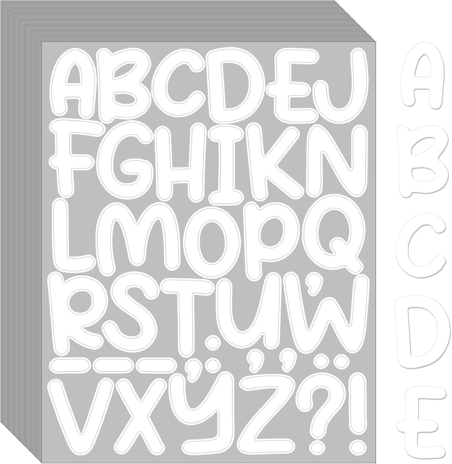 Bemeol 1368 Pieces Letter Stickers 36 Sheets 2 Inch Alphabet Letter Stickers Vinyl Self Adhesive Sticker Letters for Bulletin Board Home Classroom Mailbox Decor(White)