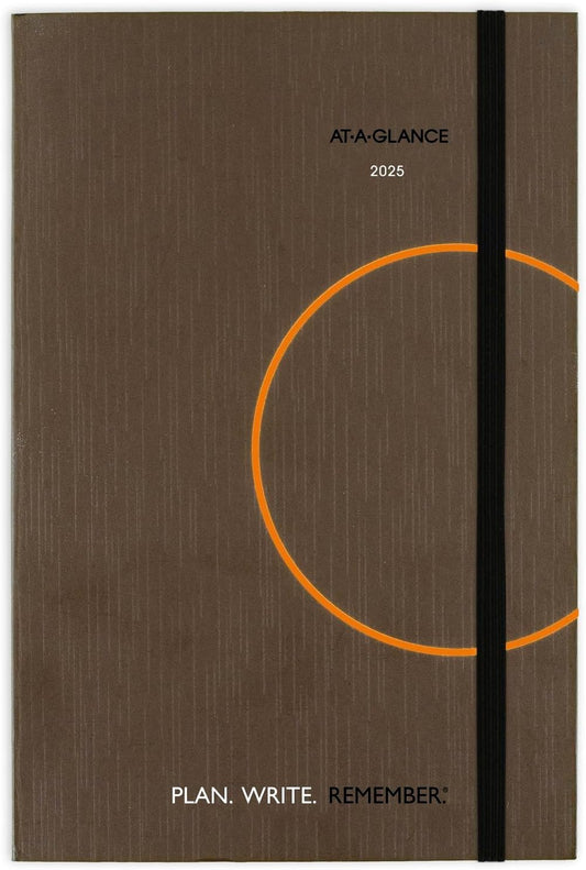 AT-A-GLANCE 2025 Planning Notebook, Daily, 5" x 8-1/4", Small, Plan. Write. Remember., Brown (7062013025)