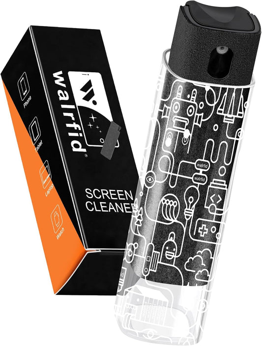 walrfid Computer Screen Cleaner Spray, Car Touchscreen Mist Cleaning Kit for Electronic Laptop, iPad, iPhone, Smart Phone, MacBook Pro, TV Monitor, Tablet, Car Display,with White Graffiti Case - Black