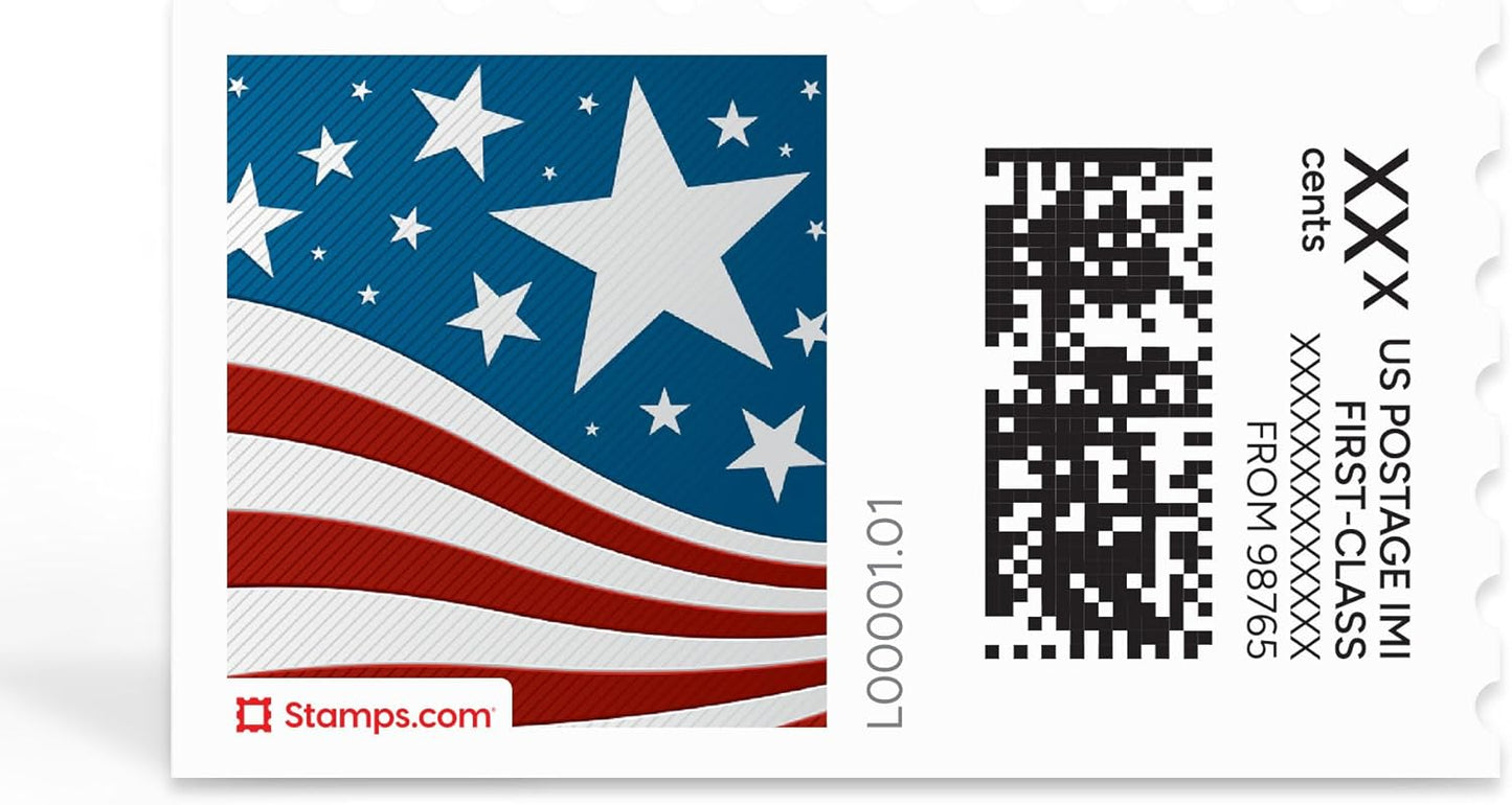 Star Spangled NetStamps 1200-Pack (50 Sheets) Printable Postage Labels (Stamps.com Subscription Required) - Print Approved Postage - Inkjet & Laser Printers - Business, Personal, Home