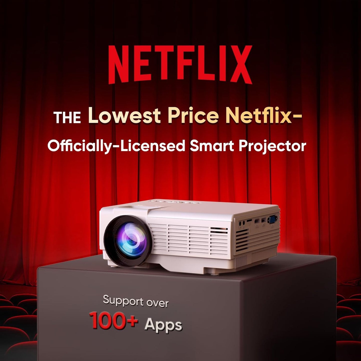 【Netflix-Officially-Licensed】PANSEBA Smart Mini Projector with 1080P HD, 5G WiFi & 2 Way Bluetooth, Portable Outdoor Movie Projector for Phone/Laptop/Games